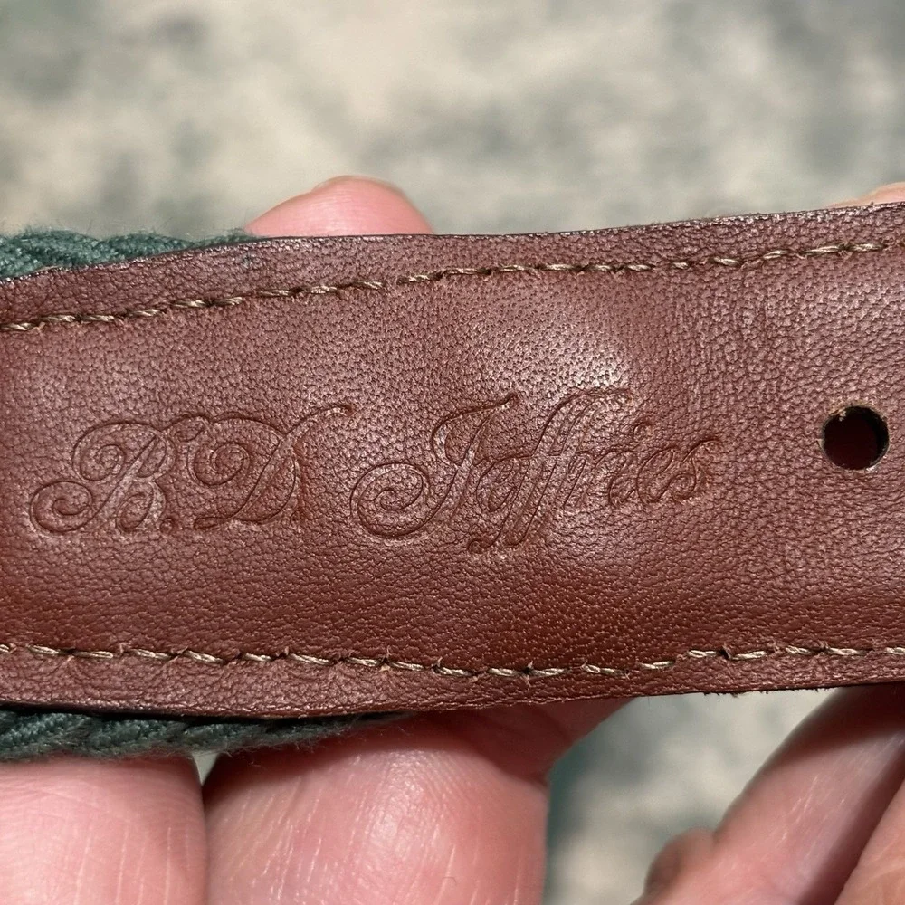 Vintage Genuine‎ Crocodile Belt Stretch Green Woven Size 42 Made In USA